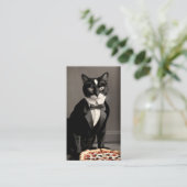 Tuxedo Cat und Pizza Visitenkarte (Stehend Vorderseite)