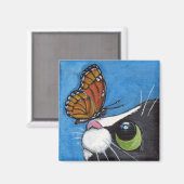 Tuxedo Cat und Viceroy Butterfly Magnet (Vorderseite/Rückseite)