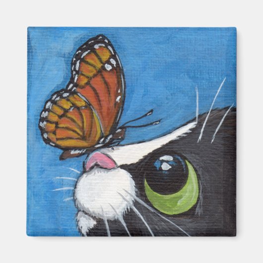 Tuxedo Cat und Viceroy Butterfly Magnet (Vorne)