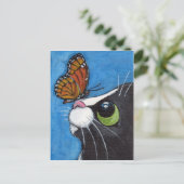 Tuxedo Cat und Viceroy Butterfly Postkarte (Stehend Vorderseite)