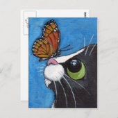 Tuxedo Cat und Viceroy Butterfly Postkarte (Vorne/Hinten)