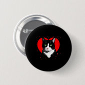 Tuxedo Cat Valentine Heart For Kitten And Animal L Button (Vorne & Hinten)