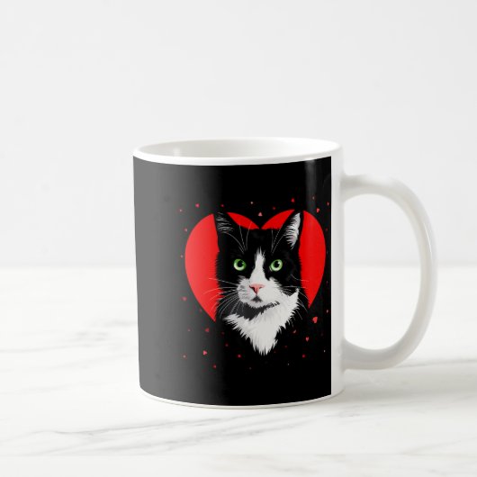 Tuxedo Cat Valentine Heart For Kitten And Animal L Kaffeetasse (Rechts)
