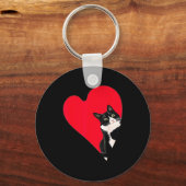 Tuxedo Cat Valentine Heart For Kitten And Animal L Schlüsselanhänger (Vorderseite)