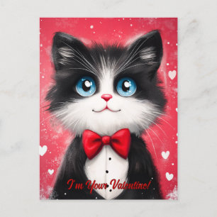 Tuxedo Cat Valentine Postkarte