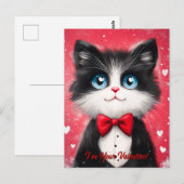 Tuxedo Cat Valentine Postkarte (Vorne/Hinten)