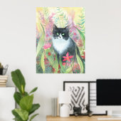 Tuxedo Cat Watercolor Poster (Heimbüro)