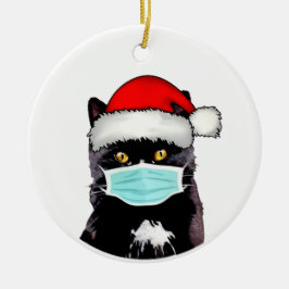 Tuxedo Cat Wear Maske Weihnachtsdekoration Keramik Ornament