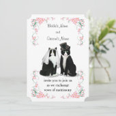 Tuxedo Cat Wedding Einladung (Stehend Vorderseite)