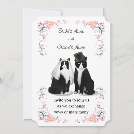 Tuxedo Cat Wedding Einladung (Vorderseite)