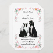Tuxedo Cat Wedding Einladung (Vorne/Hinten)