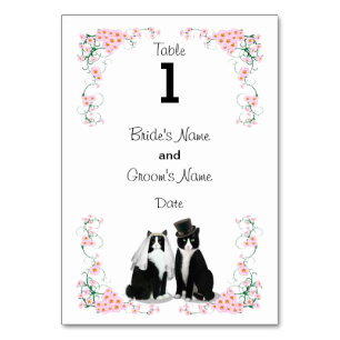 Tuxedo Cat Wedding (Text auf einer Seite) Tischnummer