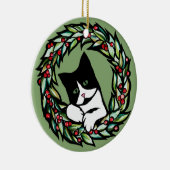 Tuxedo Cat Weihnachten Weihnachten Weihnachten Kat Keramik Ornament (Rechts)