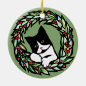 Tuxedo Cat Weihnachten Weihnachten Weihnachten Kat Keramik Ornament (Hinten)