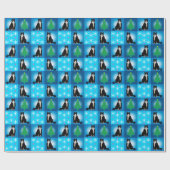 Tuxedo Cat Weihnachtsblau Geschenkpapier (Flach)