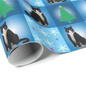 Tuxedo Cat Weihnachtsblau Geschenkpapier (Rolleneckpunkt)