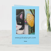 Tuxedo Cat Whimsical Art Karte (Rückseite)