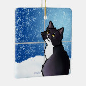 Tuxedo Cat Window Keramik Ornament (Rechts)
