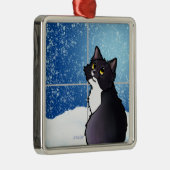 Tuxedo Cat Window Keramik Ornament (Rechts)