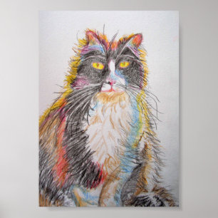 Tuxedo Cat Zeichnend Art Cat Cats Poster