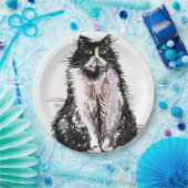 Tuxedo Cat Zeichnend Kunst Geburtstagsparty Papier Pappteller (Party)