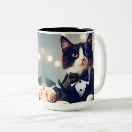 Tuxedo Cat Zweifarbige Tasse (VorderseiteRechts)