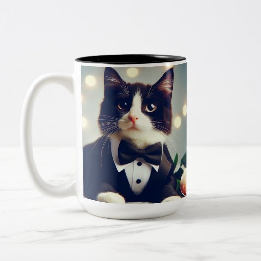 Tuxedo Cat Zweifarbige Tasse (Links)