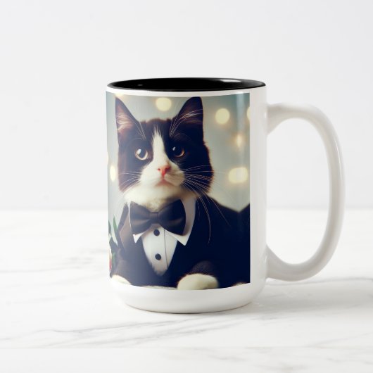 Tuxedo Cat Zweifarbige Tasse (Rechts)