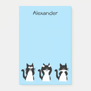 Tuxedo Cats   Drei weiße Kätzchen Light Blue Post-it Klebezettel