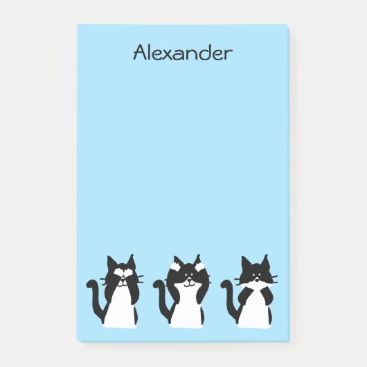 Tuxedo Cats | Drei weiße Kätzchen Light Blue Post-it Klebezettel (Vorderseite)