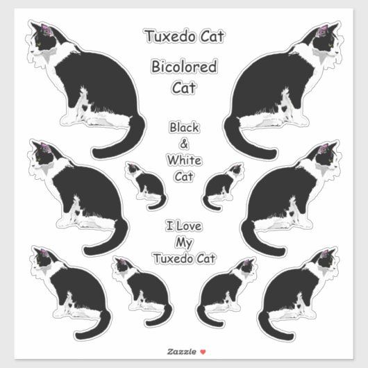Tuxedo Cats Lg Sticker Set (Blatt)