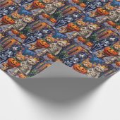 Tuxedo Cats Trick-or-Treating in Halloween-Kostüm Geschenkpapier (Ecke)