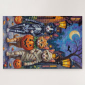 Tuxedo Cats Trick-or-Treating in Halloween-Kostüm Puzzle (Horizontal)