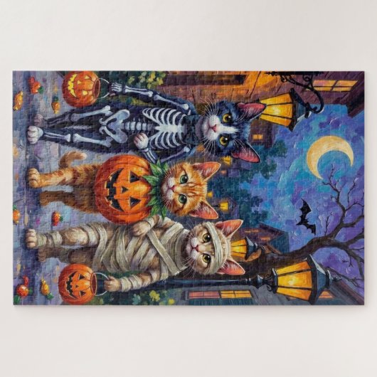 Tuxedo Cats Trick-or-Treating in Halloween-Kostüm Puzzle (Horizontal)