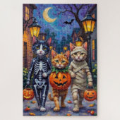 Tuxedo Cats Trick-or-Treating in Halloween-Kostüm Puzzle (Vertikal)