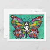 Tuxedo Catterfly Cat/Butterfly Whimsical Fantasy! Postkarte (Vorne/Hinten)