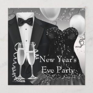 Tuxedo Champagne Confetti Black Krawatte Party Einladung