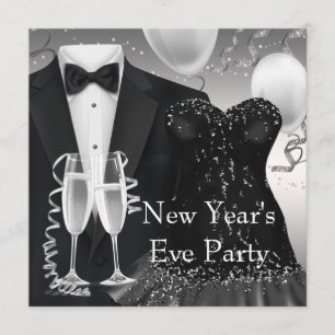 Tuxedo-Champagneconfetti-Schwarz-Krawatten-Party Einladung