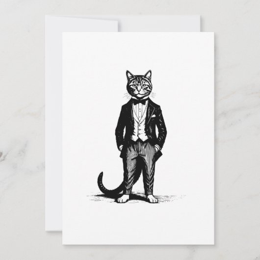 Tuxedo Classy Cat Einladung (Vorderseite)