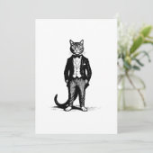 Tuxedo Classy Cat Einladung (Stehend Vorderseite)