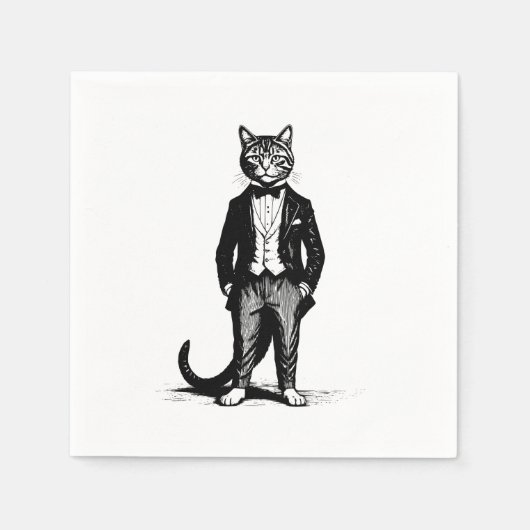 Tuxedo Classy Cat Serviette (Vorderseite)