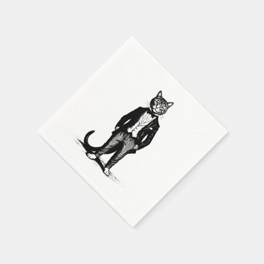 Tuxedo Classy Cat Serviette (Ecke)