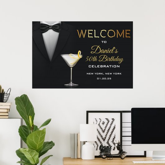 Tuxedo Cocktail Begrüßungszeichen Poster (Heimbüro)