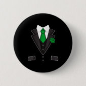 Tuxedo Costume Green Rose Tie Funny St. Patrick's Button (Vorderseite)