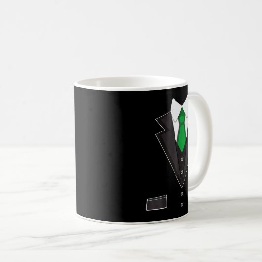 Tuxedo Costume Green Rose Tie Funny St. Patrick's Kaffeetasse (VorderseiteRechts)