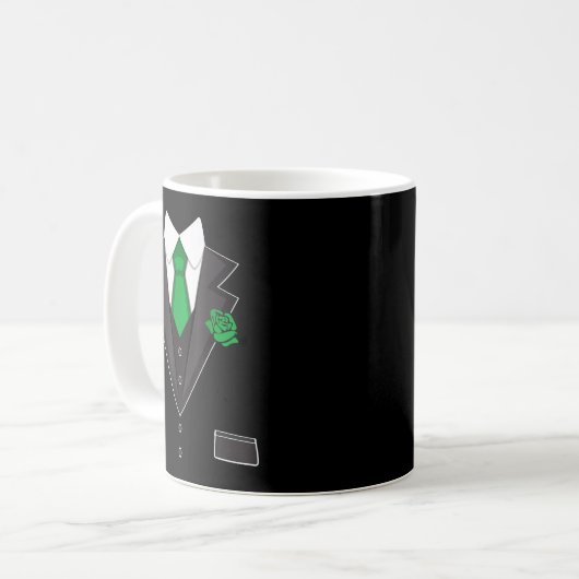 Tuxedo Costume Green Rose Tie Funny St. Patrick's Kaffeetasse (Vorderseite Links)
