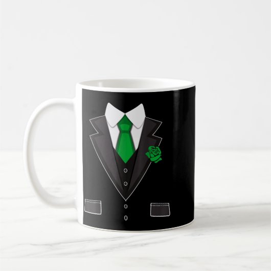 Tuxedo Costume Green Rose Tie Funny St. Patrick's Kaffeetasse (Links)