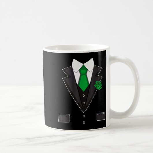 Tuxedo Costume Green Rose Tie Funny St. Patrick's Kaffeetasse (Rechts)