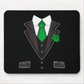 Tuxedo Costume Green Rose Tie Funny St. Patrick's Mousepad (Vorne)