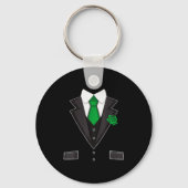 Tuxedo Costume Green Rose Tie Funny St. Patrick's Schlüsselanhänger (Vorderseite)